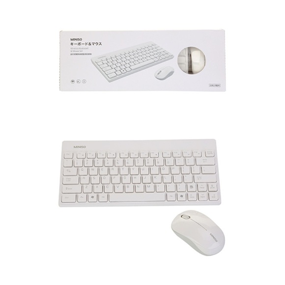 NIB MINISO Mini Wireless Keyboard and Mouse Set White - Picture 1 of 9